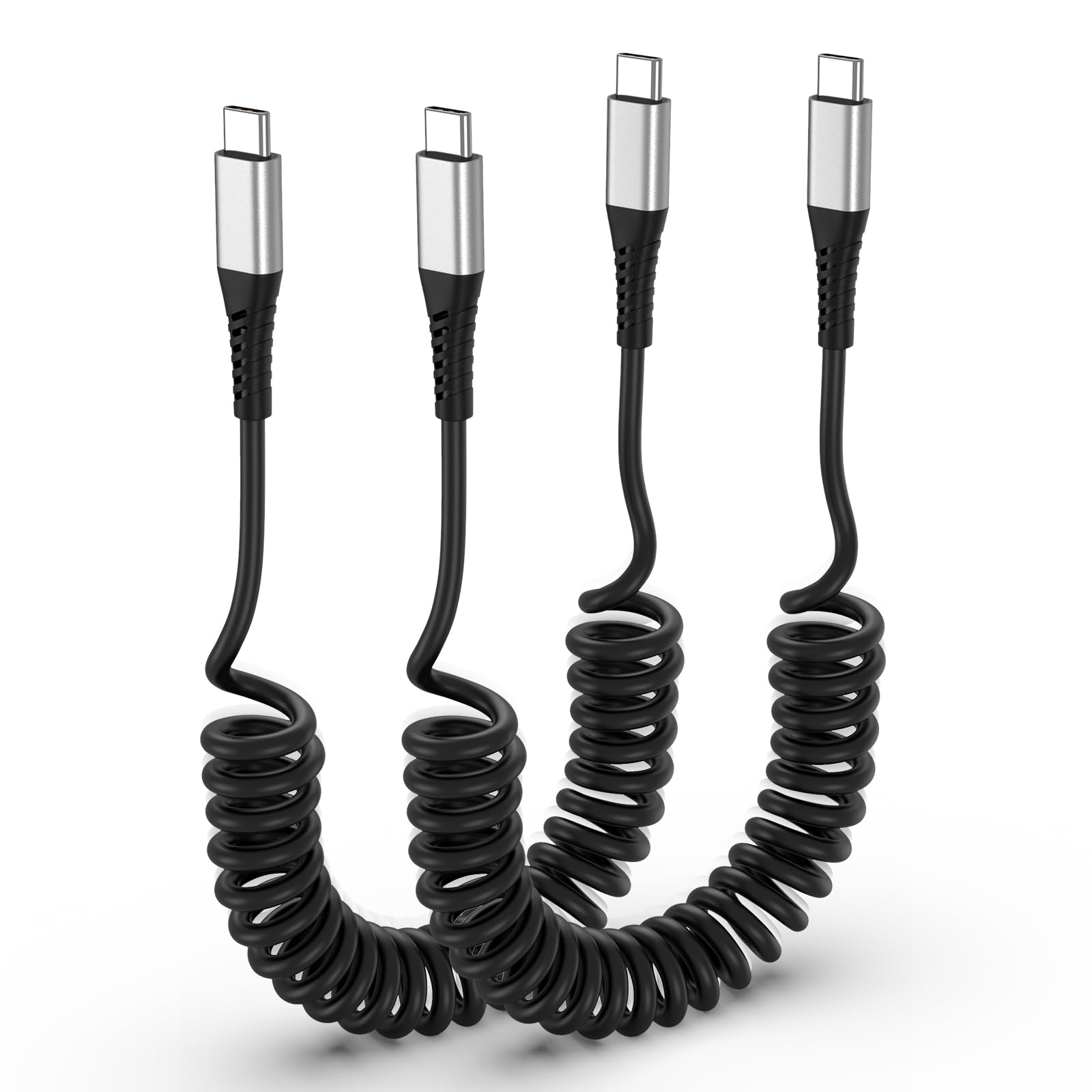 Spiralkabel USB C auf USB C Kabel [0,3M-1M], 2 Stück Kurz 60W USB C Ladekabel Android Auto 3A Schnellladekabel Typ C Datenkabel für iPhone 17 16 15 Pro, Galaxy S24 S23, Google Pixel, iPad, MacBook