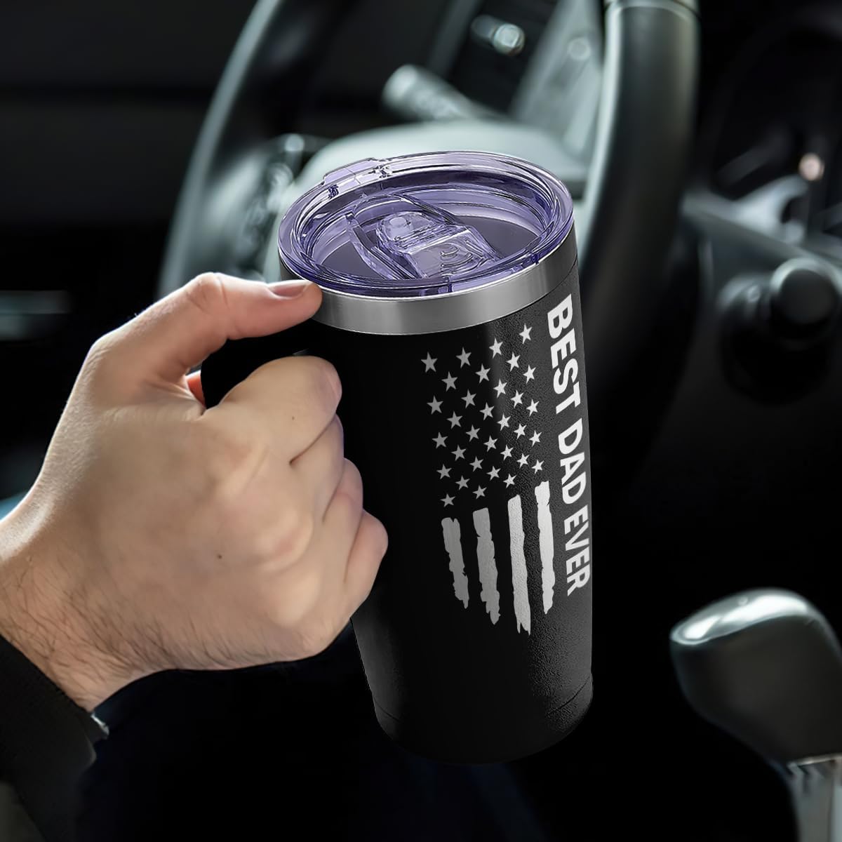 SANDJEST Dad Cup Tumbler with Handle 20oz Dad Nutrition Facts Stainless Steel Travel Coffee Mug Best Dads Gift for Fathers Birthday Christmas Valentines Gift for Men Father Daddy from Daughter Son - Image 4