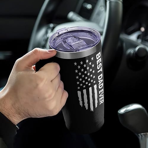 Miniatura 4 de SANDJEST Vaso para papá con asa de 20 onzas con información nutricional para papá, taza de café de viaje de acero inoxidable, regalo para padres,