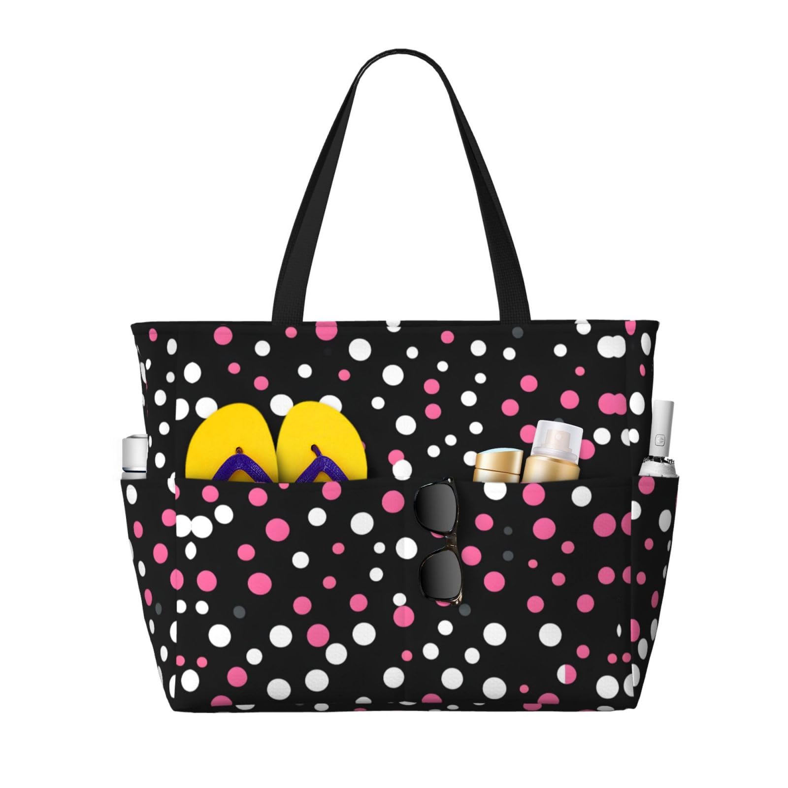 Sac à bandoulière imperméable noir à pois grand format pour la plage - 8
