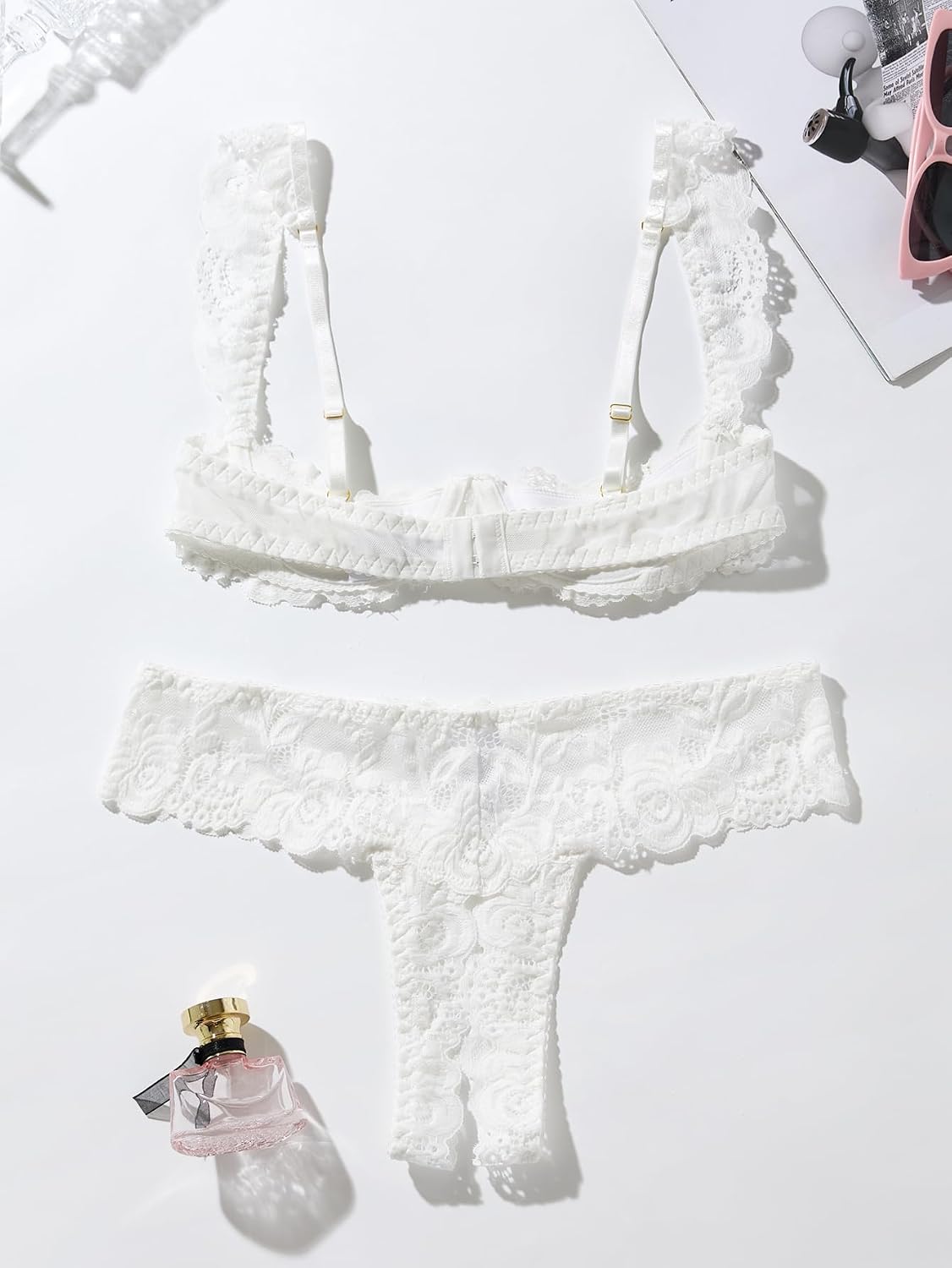 Lilosy Underwire Floral Lace Lingerie Set for Women Bra and Panty