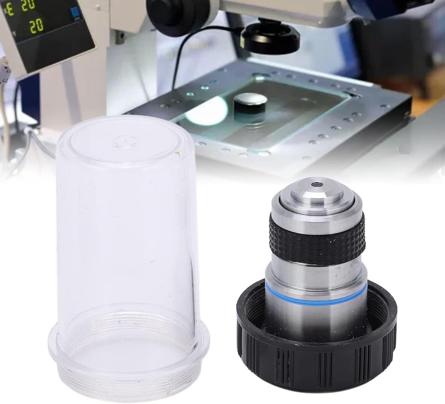 Fafeicy Achromatic Microscope Objective High Refractive Index Achromatic Objective Lens Wide Field of View for Microscope (S40/0.65)