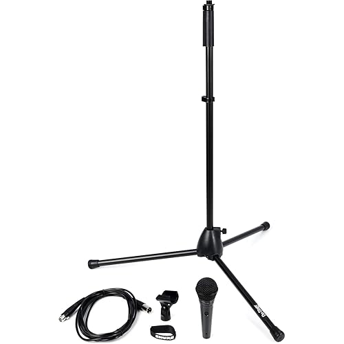Shure Stage Performance Kit with PGA58 Cardioid Dynamic Vocal Handheld Microphone, XLR Cable and Mic Stand - for Onstage or Studio (PGA58BTS)