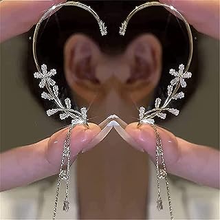 Ear Cuffs for Women Non Piercing, Butterfly Tassel Style Zircon Earrings, Ear Cuff Earrings for Women, Adjustable Ear Cuff Earrings Clip, Butterfly Ear Cuff (1 Pair-#3)