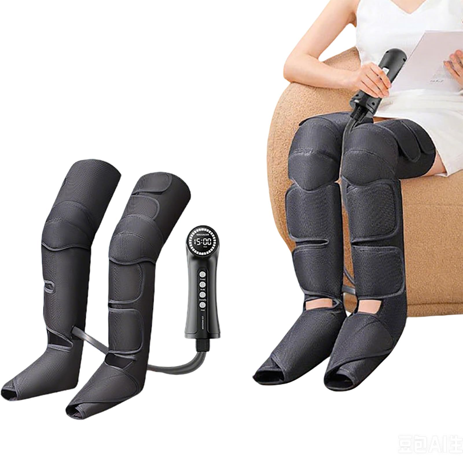 Masajeador de Piernas, Botas Presoterapia Piernas con Compresión Aire, Circulación Sanguínea, Alivio del Dolor y Relajación Muscular, Ideal para Masaje de Pies, Piernas, Pantorrillas y Muslos
