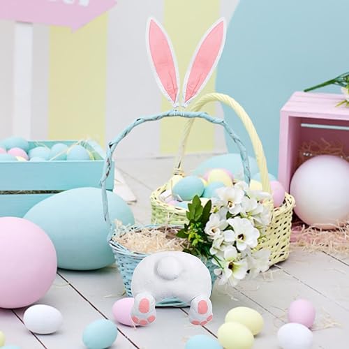 Miniatura 6 de Generic Decoración de puerta de Pascua, suministros de corona de conejo, bricolaje con orejas, decoración de primavera para colgar en la pared al