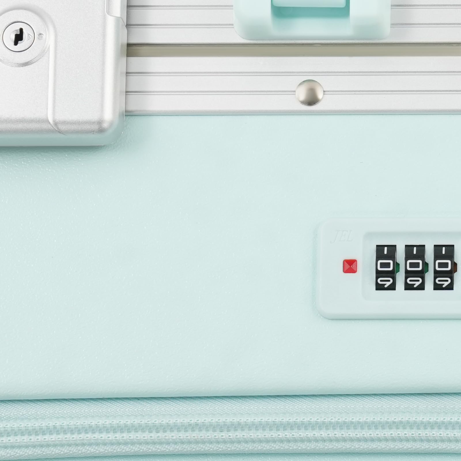 Walizka podróżna, bagaż podręczny, 18 cali, z otworem z przodu i przyłączem USB do ładowania, miętowa zieleń, nowoczesny | Na krótkie wycieczki i podróże służbowe 40 x 23 x 45 cm