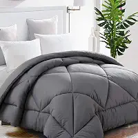 TEKAMON Edredom Queen para todas as estações, inverno, quente, verão, macio, acolchoado, enchimento de edredom, abas de canto, lavável na máquina, coleção reversível de luxo fofo para hotel, cinza