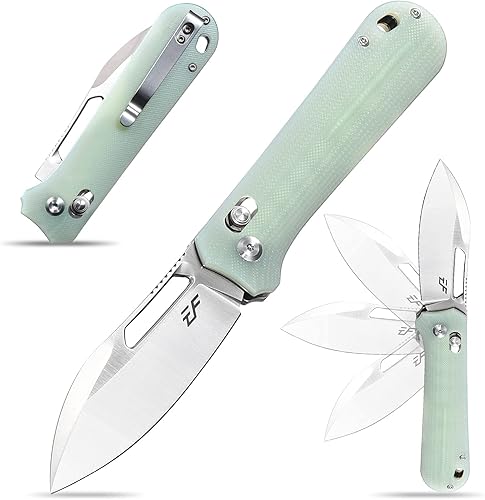 Eafengrow EF963 Cuchillo plegable D2 Blade G10 Mango con clip de bolsillo Bloqueo de eje EDC Multiherramienta Cuchillos para trabajar, acampar al