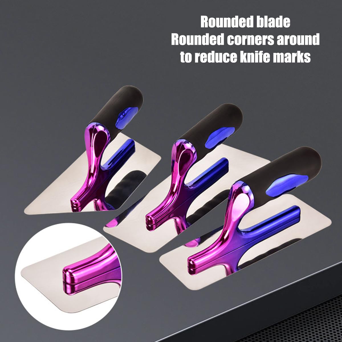 Set di 3 cazzuole in acciaio inox per intonaco veneziano lucido e abbagliante, strumento per pittura artistica, intonaco veneziano, marmorino, modellazione decorativa in microcemento