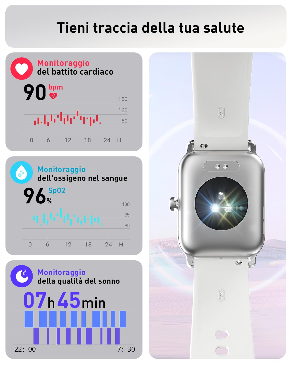 Gydom Smartwatch Uomo Donna, 1.8" Orologio Smartwatch Chiamate, Fitness Tracker con Contapassi Cardiofrequenzimetro SpO2,110 Modalità Sport, Monitoraggio del Sonno, Impermeabile IP68 per Android iOS