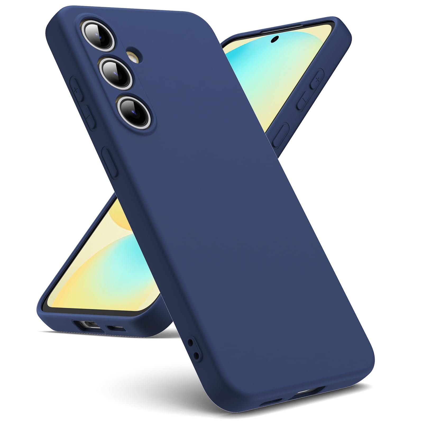 Oududianzi - Cover Compatibile con Samsung Galaxy S24 FE 5G [Silicone Liquido] [Interno in Microfibra] Gomma Gel di Silicone TPU Liquido Antiurto Custodia - Blu Notte