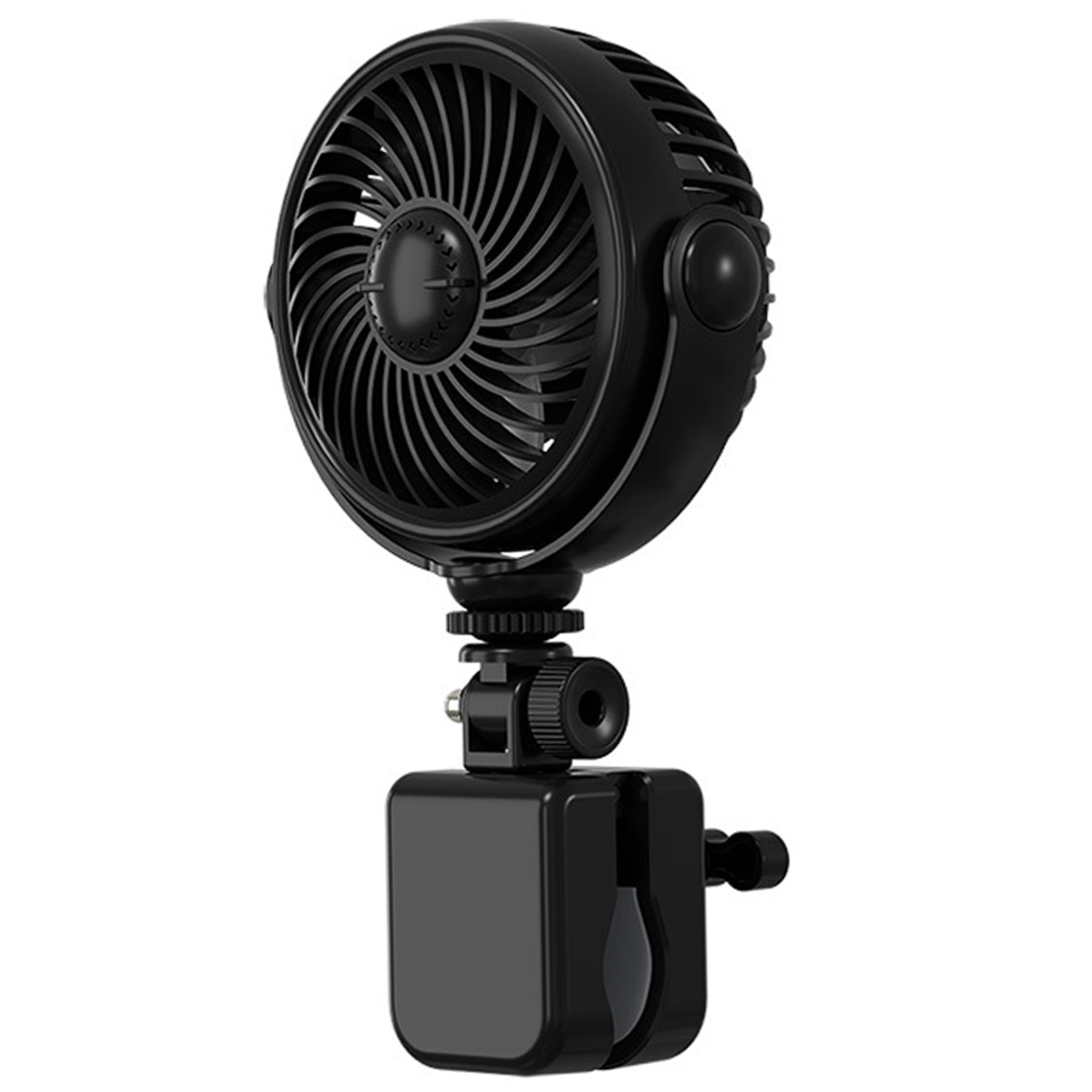 Ventilador para cochecito de bebé, con rotación completa de 720°, batería recargable de 2000 mAh, rejilla de seguridad, se adapta a cochecito, cuna, negro ·1