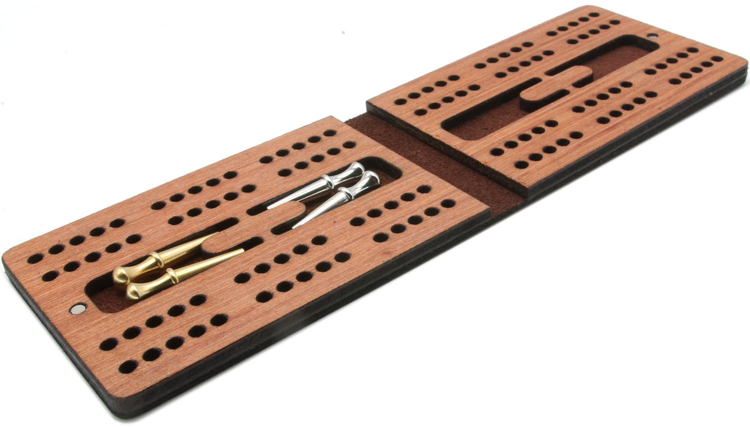 Brimtoy Leather and Mahogany folding cribbage board - Image 4