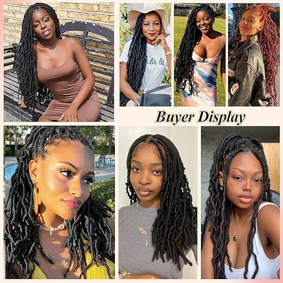 Faux Locs 36 Inch 8 Packs Locs Crochet Hair For Black Women New Soft Locs Curly Wavy Pre-Looped Crochet Hair Crochet Faux Locs Goddess Faux Locs synthetic Hair Extensions (36Inch,1B) - Image 4