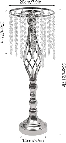 Miniatura 4 de Soporte de flores de cristal, decoración de mesa, centro de mesa, jarrón de metal para mesas de recepción, suministros de boda, 10 piezas de 21.7