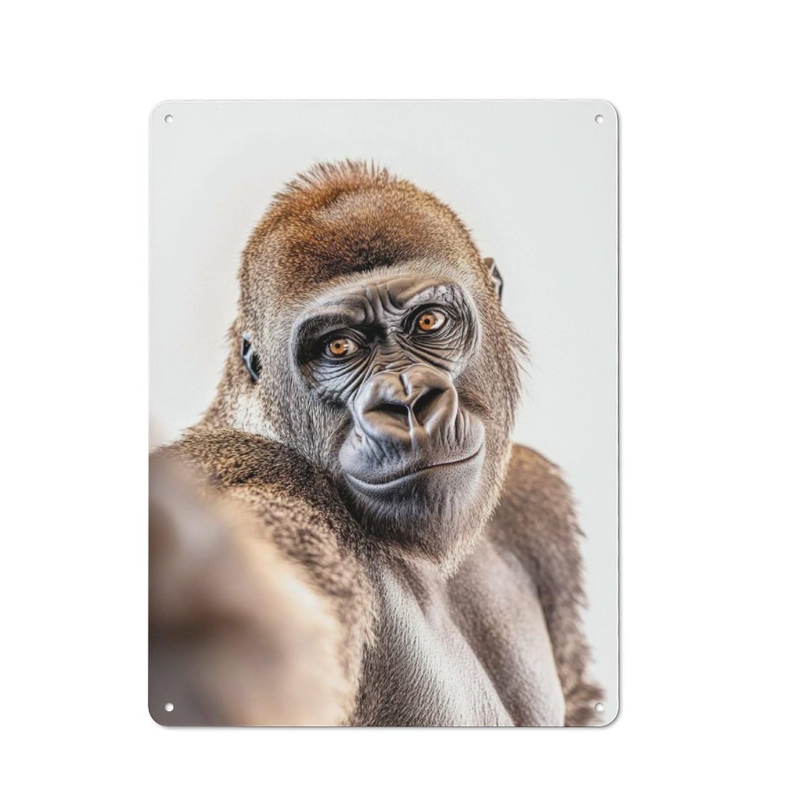 Gorilla Selfie Kitchen Metal Sign 40x30cm, Country Style Kitchen Wall Decor for Restaurant, Kitchen, Counter Or Breakfast Nook
