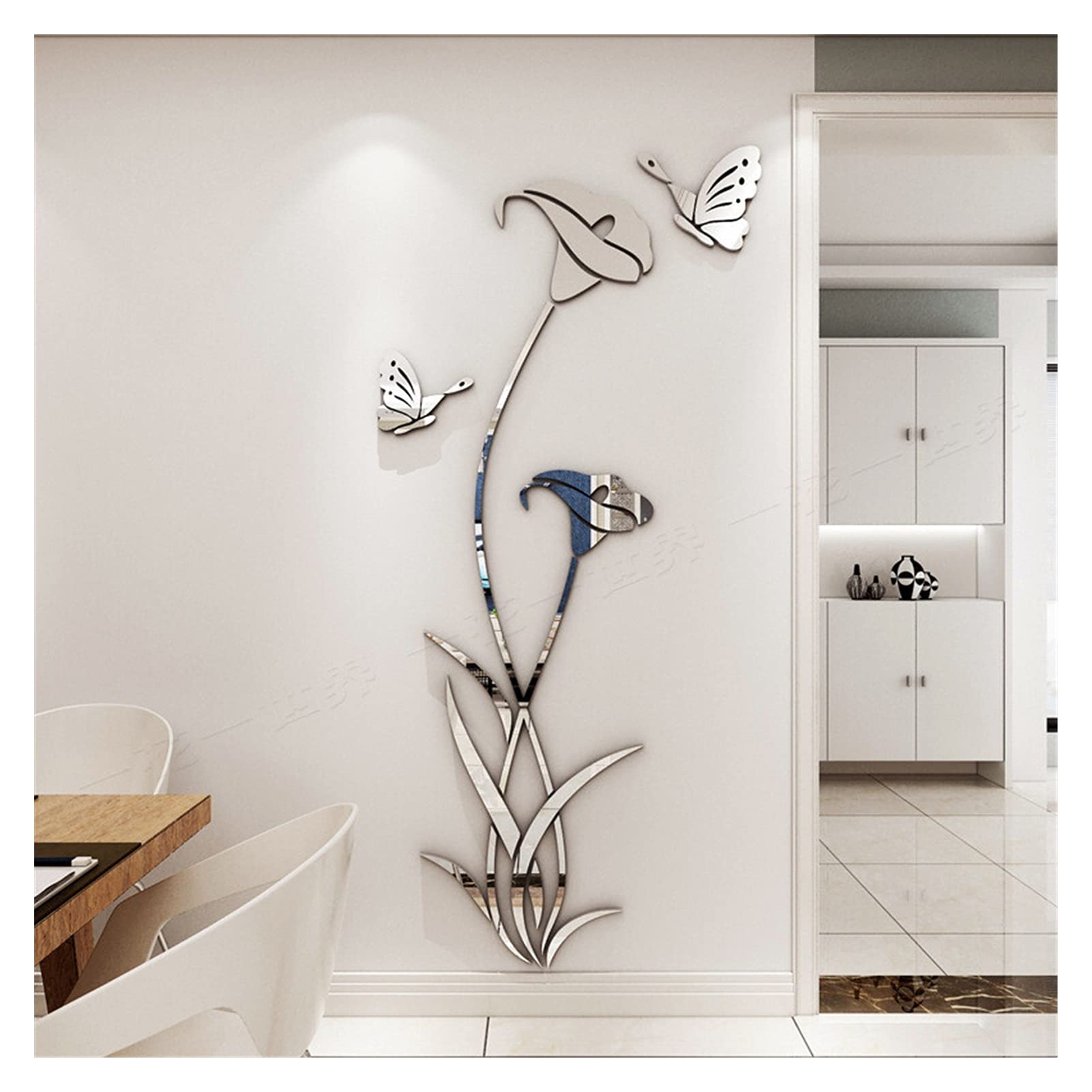 Pegatinas de Pared Creative Living Room Acrílico 3D Flor de la pared Pegatinas de la pared del pórtico Fondo de la pared Decoración de la decoración Crystal Fondo de pantalla tridimensional Adhesivos