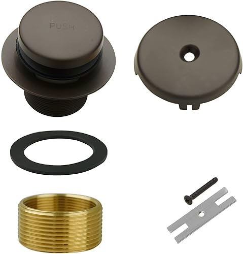 Kit de conversión de moldura de drenaje de bañera de bronce con punta de un solo agujero, kit de conversión de ajuste de rosca gruesa con placa