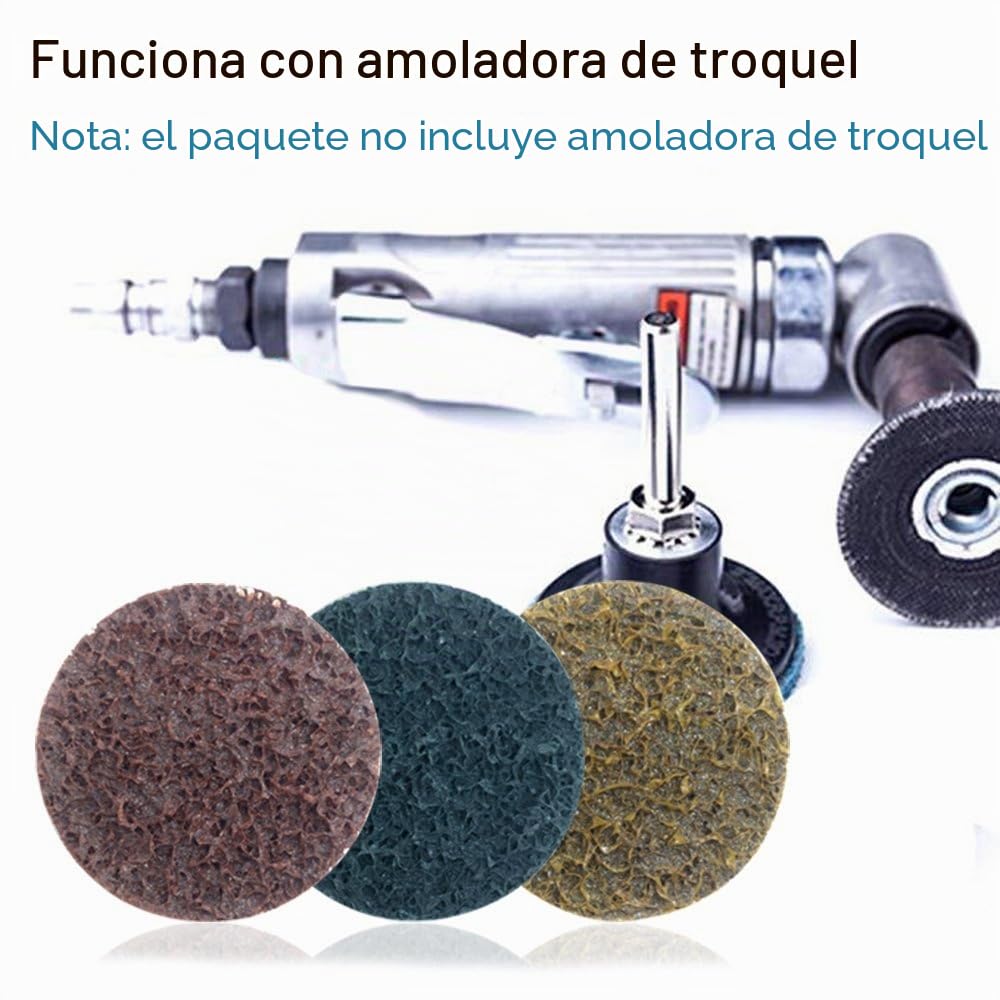 Juego de 30 discos de lija de cambio rápido, fino/medio/grueso, 50 mm, con 2 soportes de 1/4 pulgadas, AFUNTA discos de acondicionamiento de superficie para la superficie de preparación de la tira