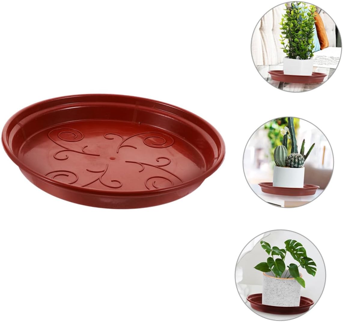 MERRYHAPY 20pcs Round Plant Saucer Trays Durable Plastic Drip Trays for Flower Pots for Plant Drainage and Home Decoration Red