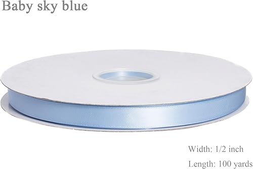 Vista 185 de Cinta de satén de poliéster de doble cara de color sólido, 1 pulgada de ancho, 100 yardas de largo, perfecta para bodas, envoltura de regalos, Oro