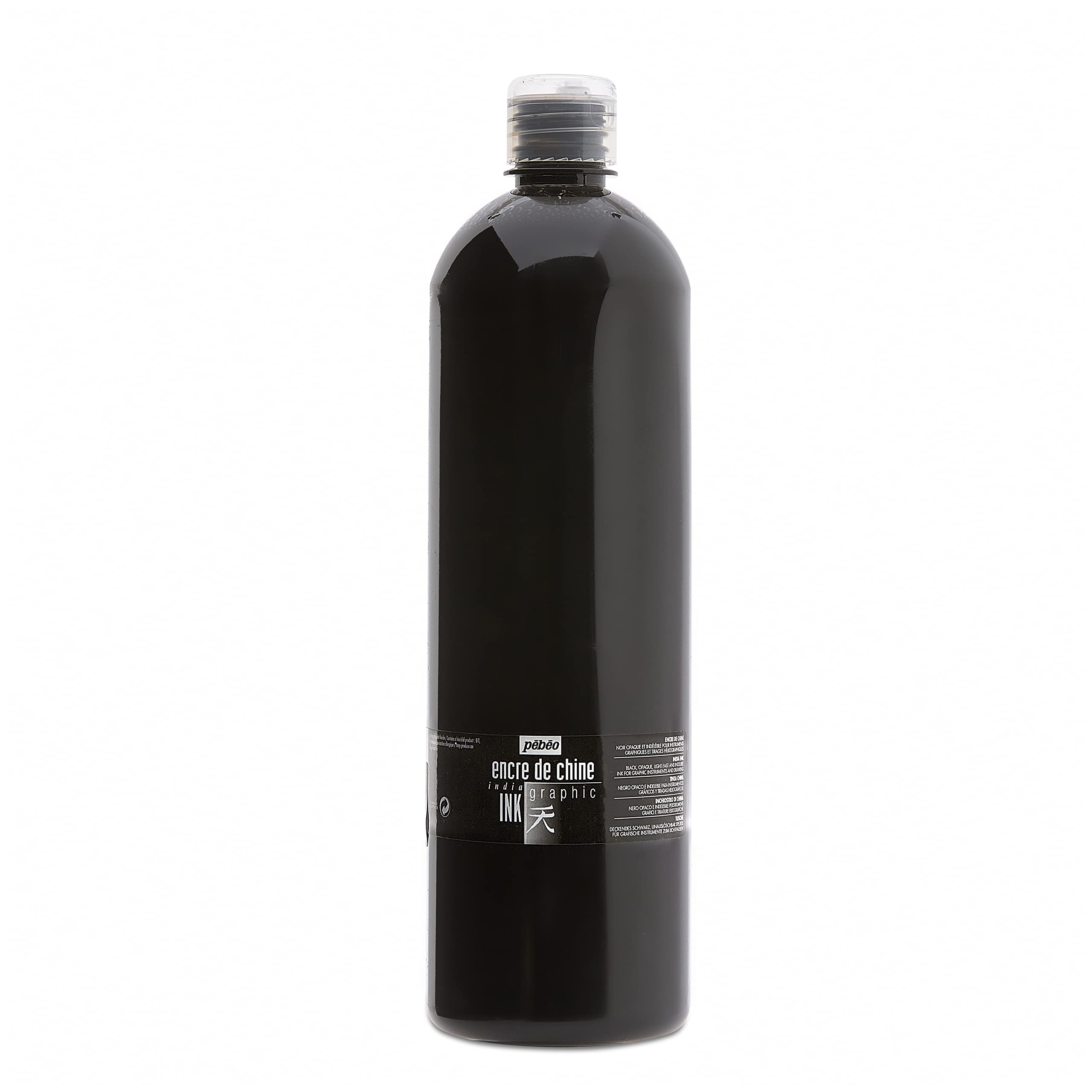 Pébéo - Peinture Encre de Chine Graphique - Flacon de 1 L Noir Opaque