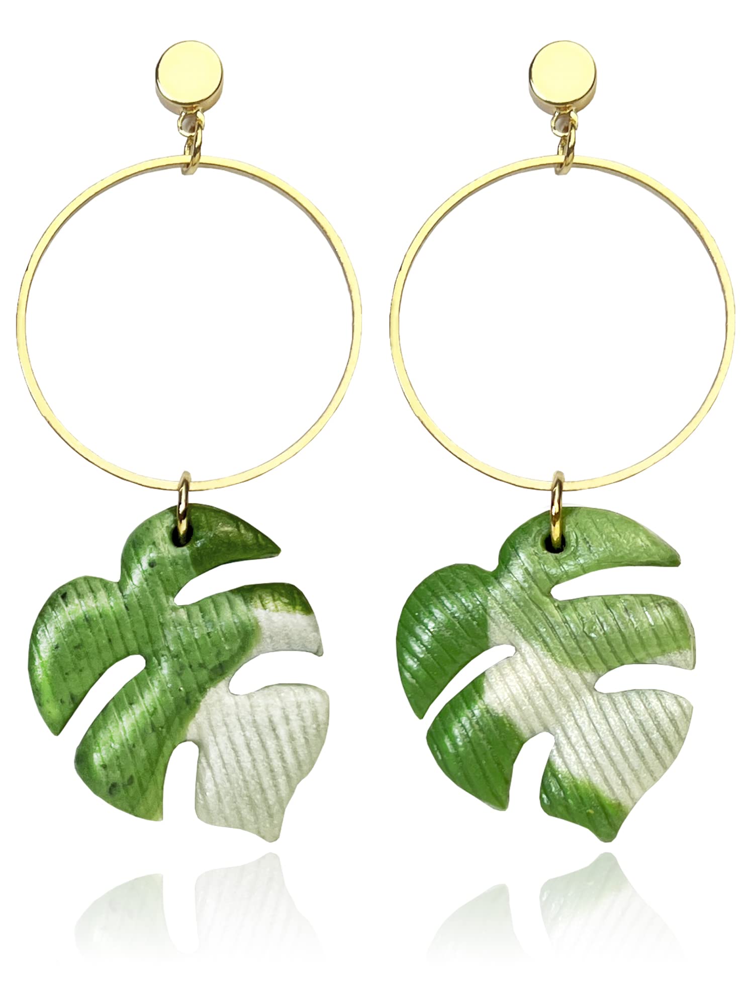 Orecchini Monstera Donna Argento 925 Orecchini Cerchio Handmade Originale Pendenti Gioielli per Ragazza Anallergici Ideale Regalo per Donna Bambina