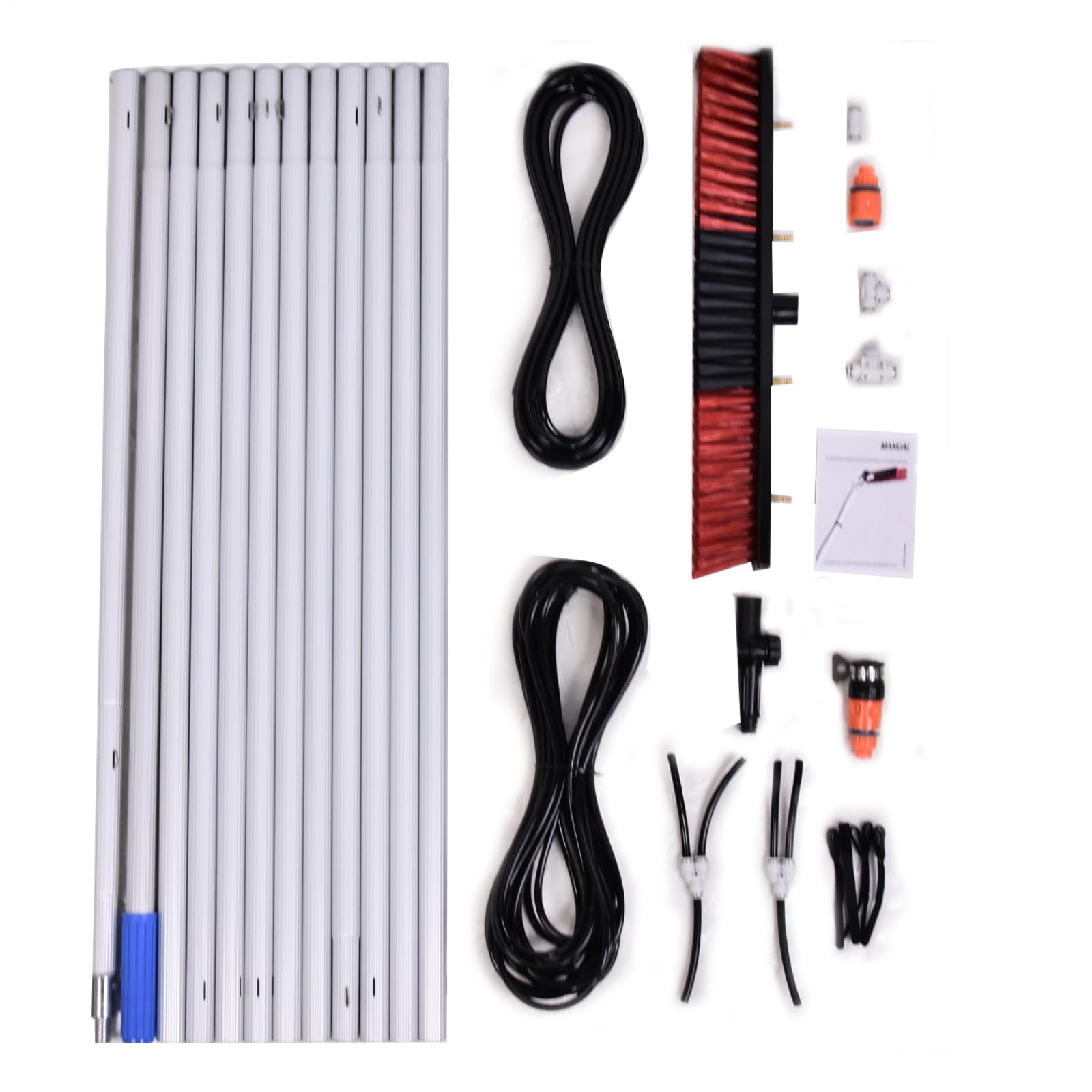 Limpiador de ventanas extensible, limpiador de ventanas de gran alcance, cepillo de lavado con mango telescópico, kit de limpieza de paneles solares, equipo de limpieza de ventanas alto ajustable para