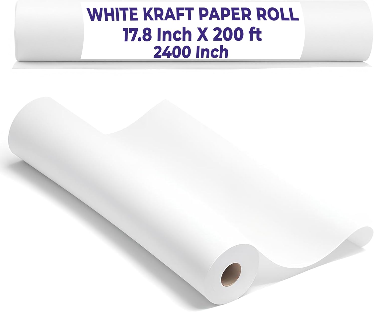Purple Papers White Kraft Paper Roll | 17.8" x 200 ft Arts and Crafts Thick Paper for Painting - Wall Decor, Bulletin Boards - Gift Wrapping - Wall Art - Kids Art Paper