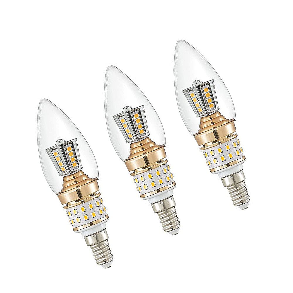 Zyujia White E14 Led Candle Bulbs Not Dimmable 10W,100W Equivalent,Small Edison Screw 1000Lm Chandelier Bulbs,Warm 3000K Vintage Filament Energy Saving Candelabra Bulb Pack Of 3