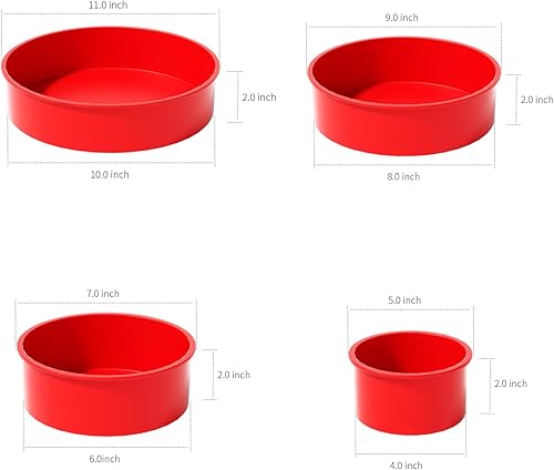 Miniatura 9 de saphe 4 paquetes de moldes de silicona para tartas, moldes redondos de silicona antiadherentes para hornear, juegos de utensilios de silicona para
