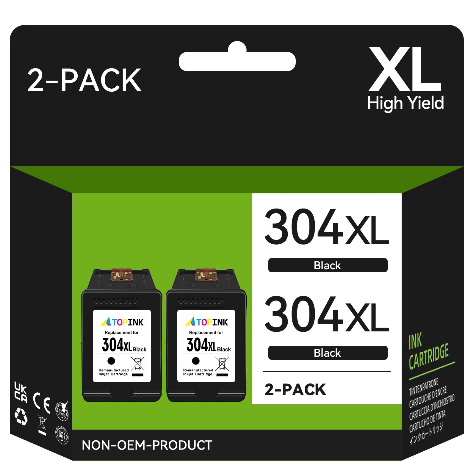 304XL Cartucho de Tinta Negro Compatible con HP 304 XL para Envy 5010 5020 5030 5032 Deskjet 2620 2630 2632 2633 3700 3720 3730 3750 3760 3762 Impresora