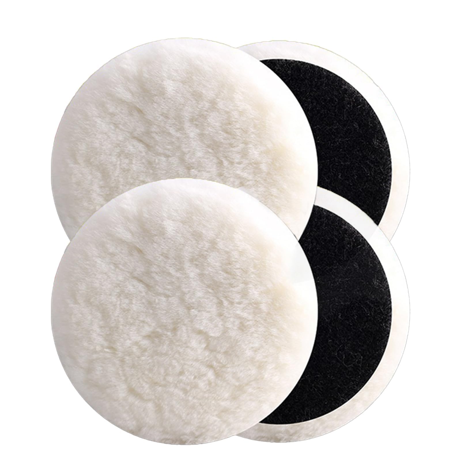 KAIYAYA 4 cuscinetti in lana d'agnello, 125 mm, per lucidare avvitatore a batteria, compatibile con levigatrice orbitale Bosch, per lucidatrice orbitale per auto, pavimenti in
