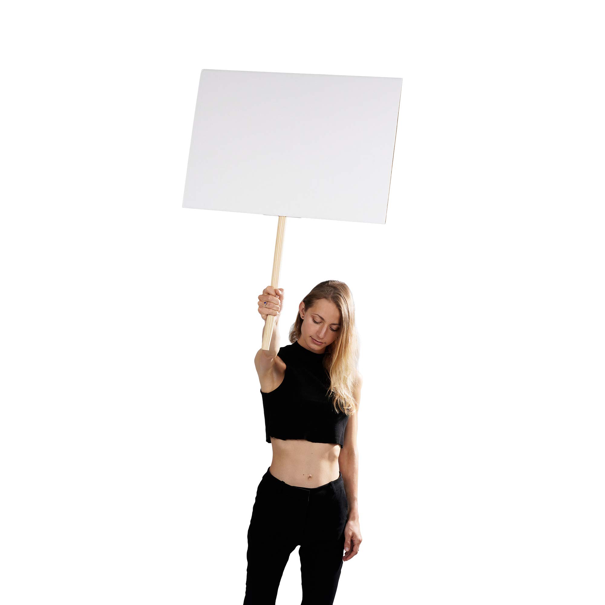 Pappschild DIN A2 Blanko – Demoschild für Demonstrationen & Festivals | FSC-zertifiziertes Protestschild mit Halterung | 10 Stk