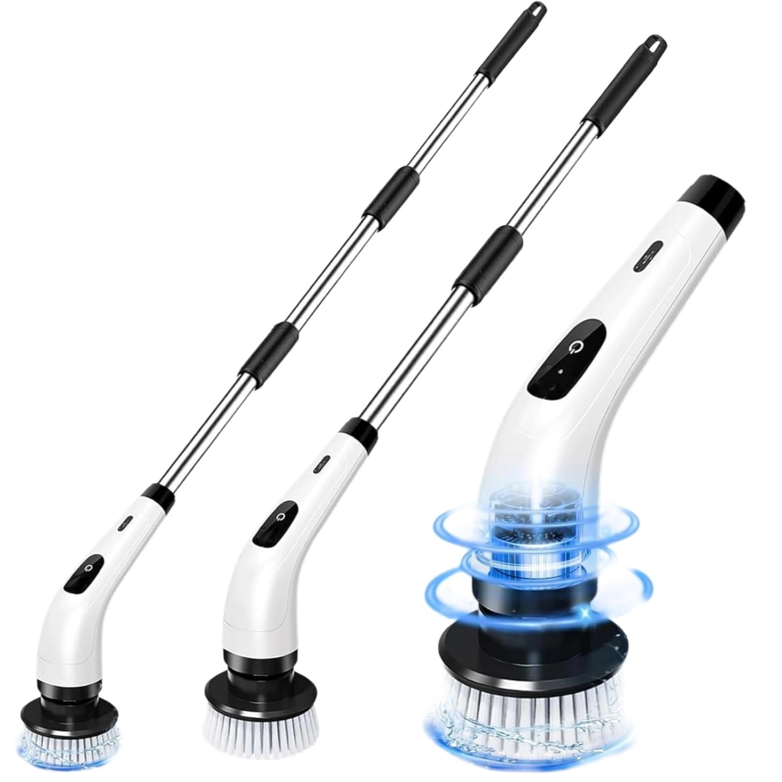 Zjyufy Electric Cleaning Brush Wireless Electric Rotary Scrubber with 8 Brush Heads Adjustable Handle Cleaning Brush for Tiles Shower Bathroom Kitchen and Floors