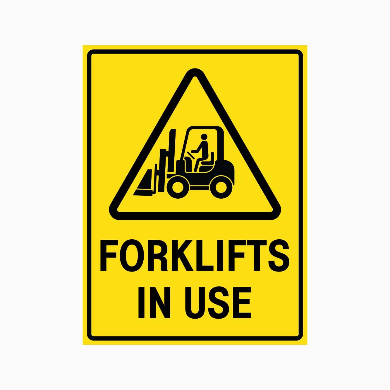 CAUTION FORKLIFTS IN USE Sign, 12x8 Inch Metal Tin Sign, Vehicle Warning for Warehouse and Logistics Workshops