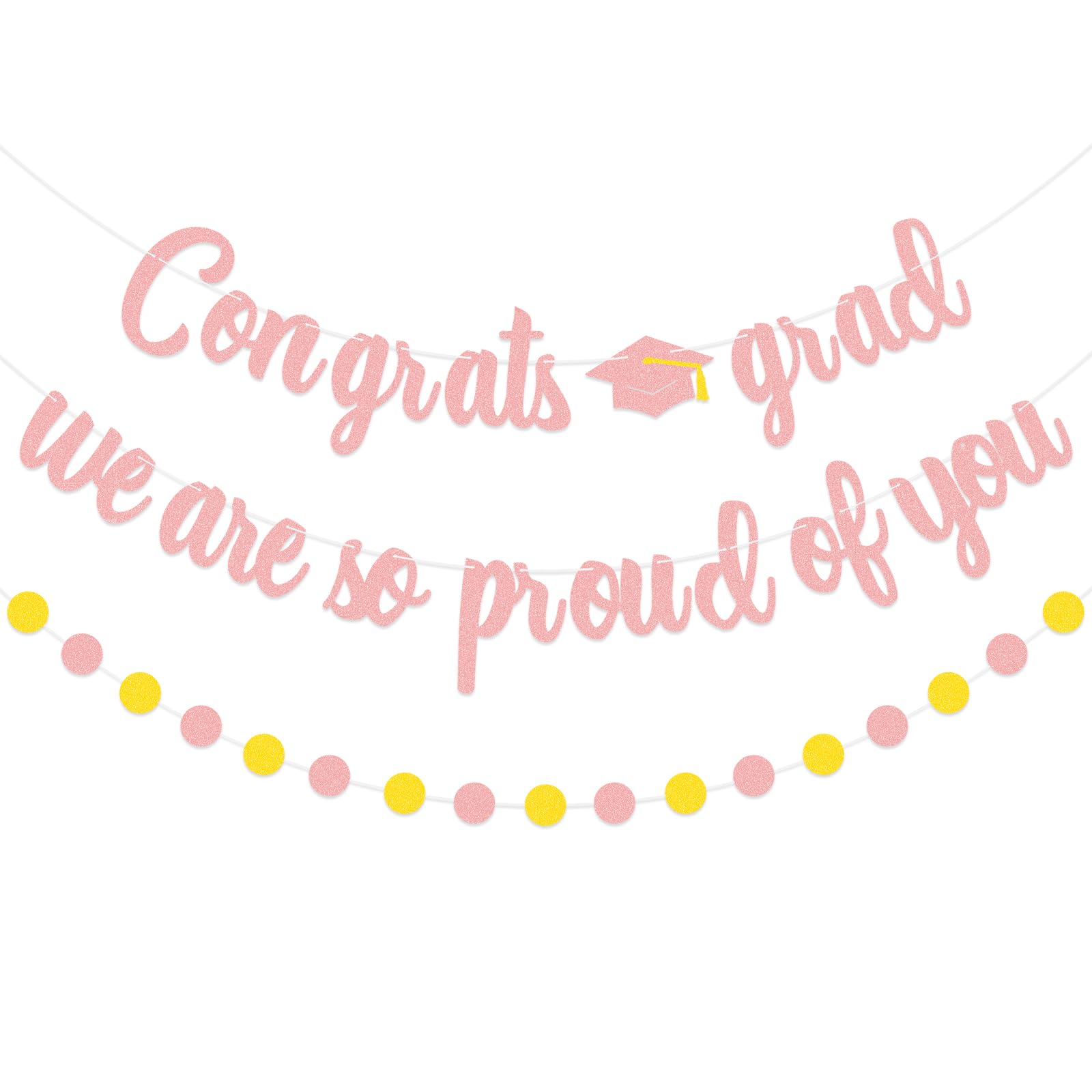 Congrats Grad Banner Decorations – Graduation Party Banner Set with “Congrats Grad” and “We Are So Proud of You” Letter Banners for Class of 2026, School and Home Decorations