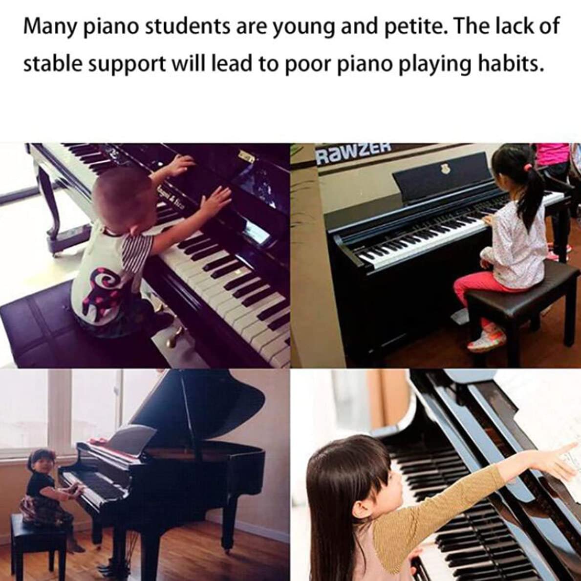 FAXIOAWA Extensiones de Pedal de Piano, Extensores de Pedal de Piano auxiliares de Acero para niños con 3 Pedales Banco de extensión de Pedal de Piano Ajustable para Principiantes y niños,A