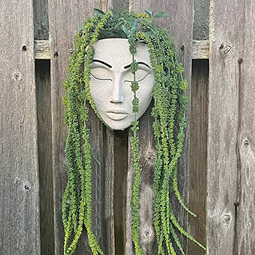 Face Vase,Resin Face Planter Pot,Modern Sculpture Planter Pot With Drain Hole,Human Face Dried Flower Shaped Vase,Wall Hanging Plant Pot For Home Decor Centerpieces, Office Or Outdoor Hanging Decor #TOP16