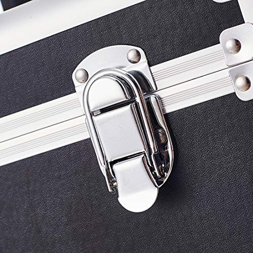 OUDMAY by Amazon - Makeup Case - Professional Rolling Cosmetic Travel Organizer With Mirror and Independent Lid Black