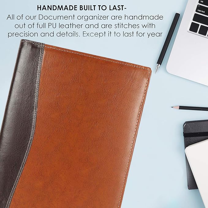Image of ZesTale Faux Leathere Professional Files and Folders | Conference Folder | Certificate Holder | Documents Folder | File Folders for Documents (20 Leafs, Colour- Brown) (FS)