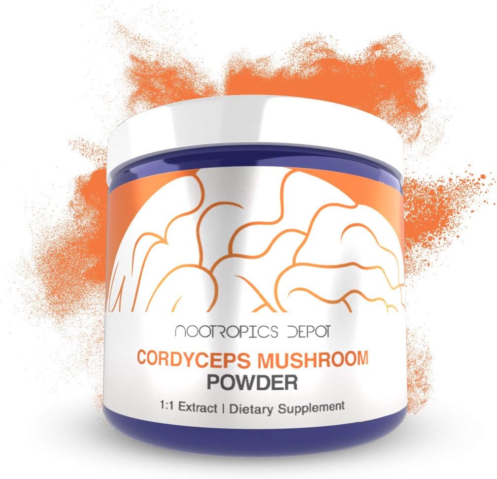 Nootropics Depot Cordyceps Mushroom Powder | 60 Grams | Cordyceps militaris | Whole Fruiting Body Mushroom Extract | Supports Healthy Immune System