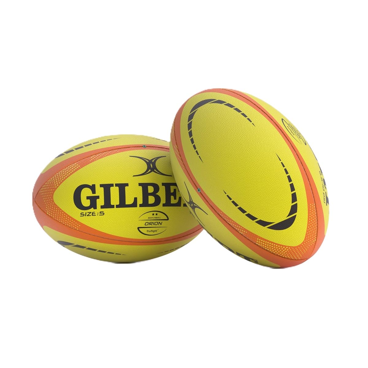 Gilbert Rugby ORION Match - Balón de rugby (amarillo y naranja), talla 5