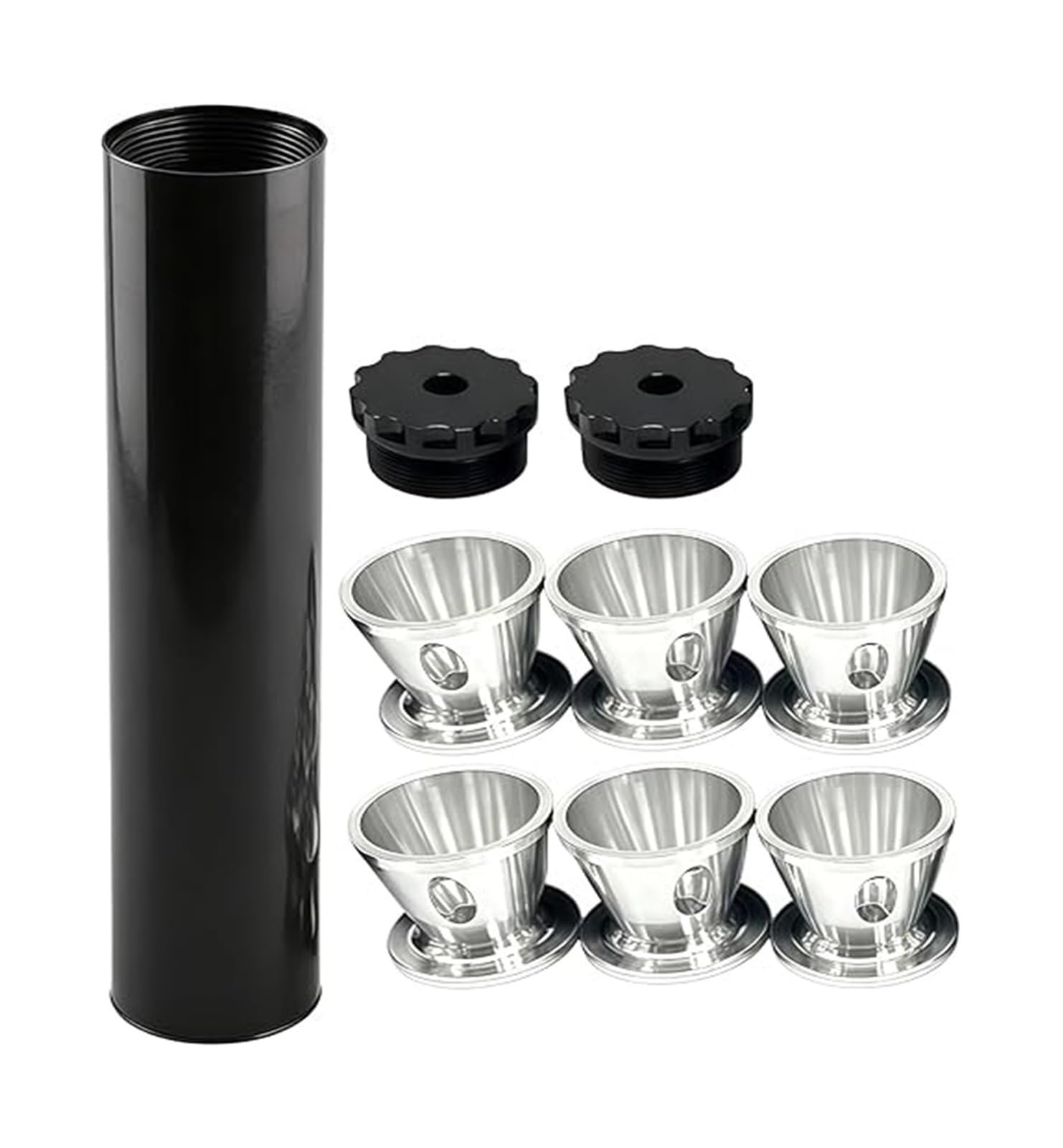 Industrial Grade Automotive Solvent Filter Trap Kit | 8-Inch Black Aluminum Tube w/Multi-End Caps, 1/2x28 & 5/8-24 Thread Compatible(BlackAN058—1/2—28,2pcs)