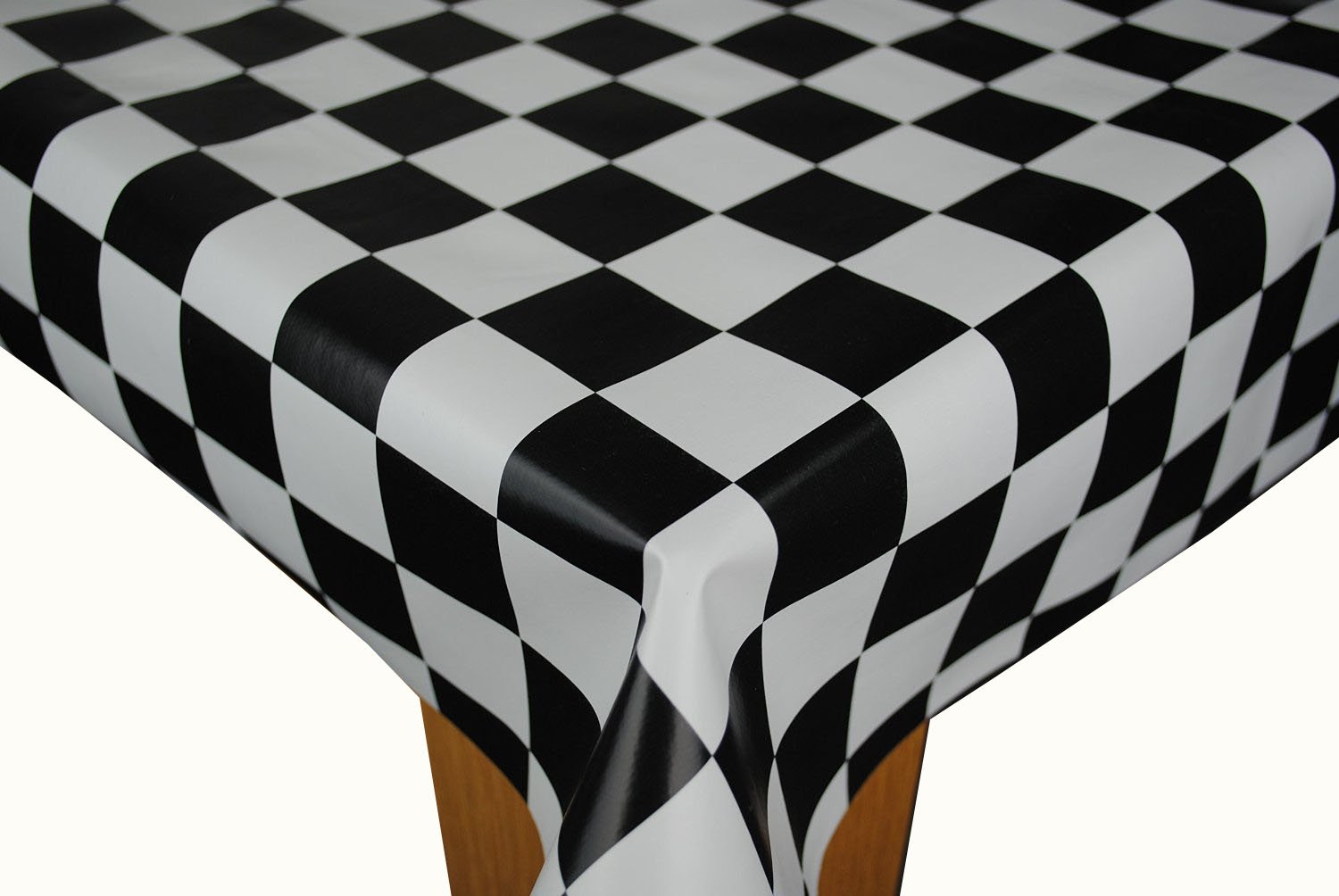 Karina Home Chef Check Black White PVC Wipe Clean Tablecloth Vinyl (140cm x 140cm)