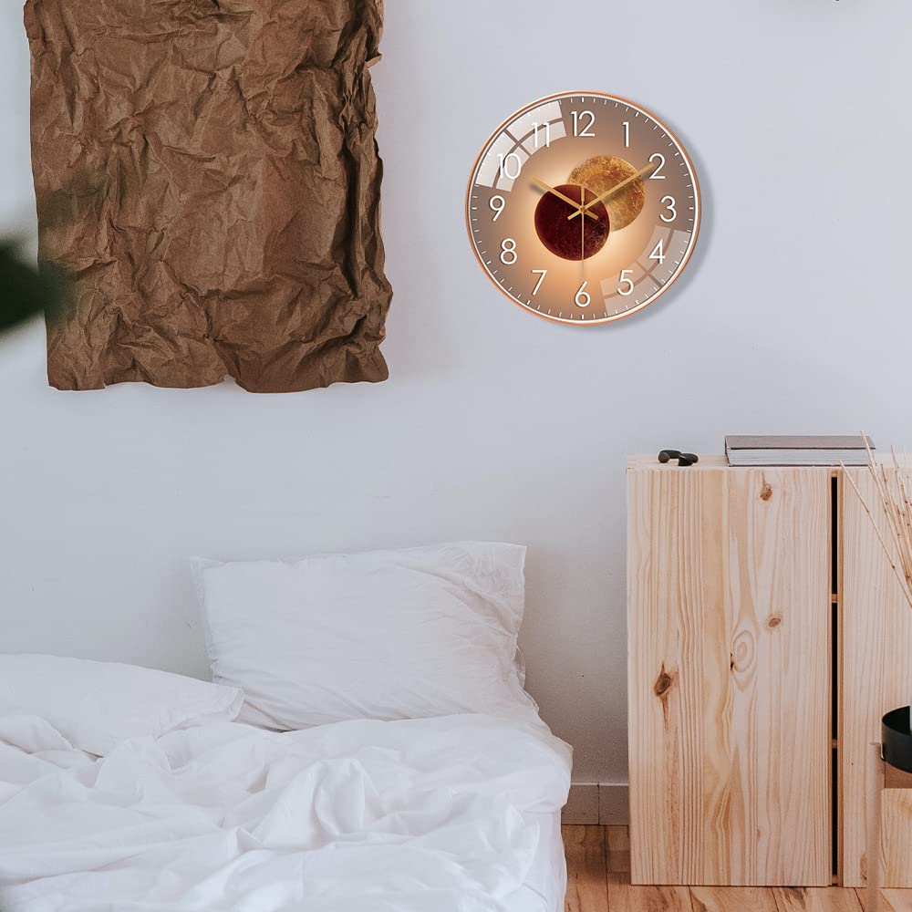 Horloge Murale Silencieuse 30cm Design Moderne Salon Cuisine Quartz Suspendue (Vénus Or)
