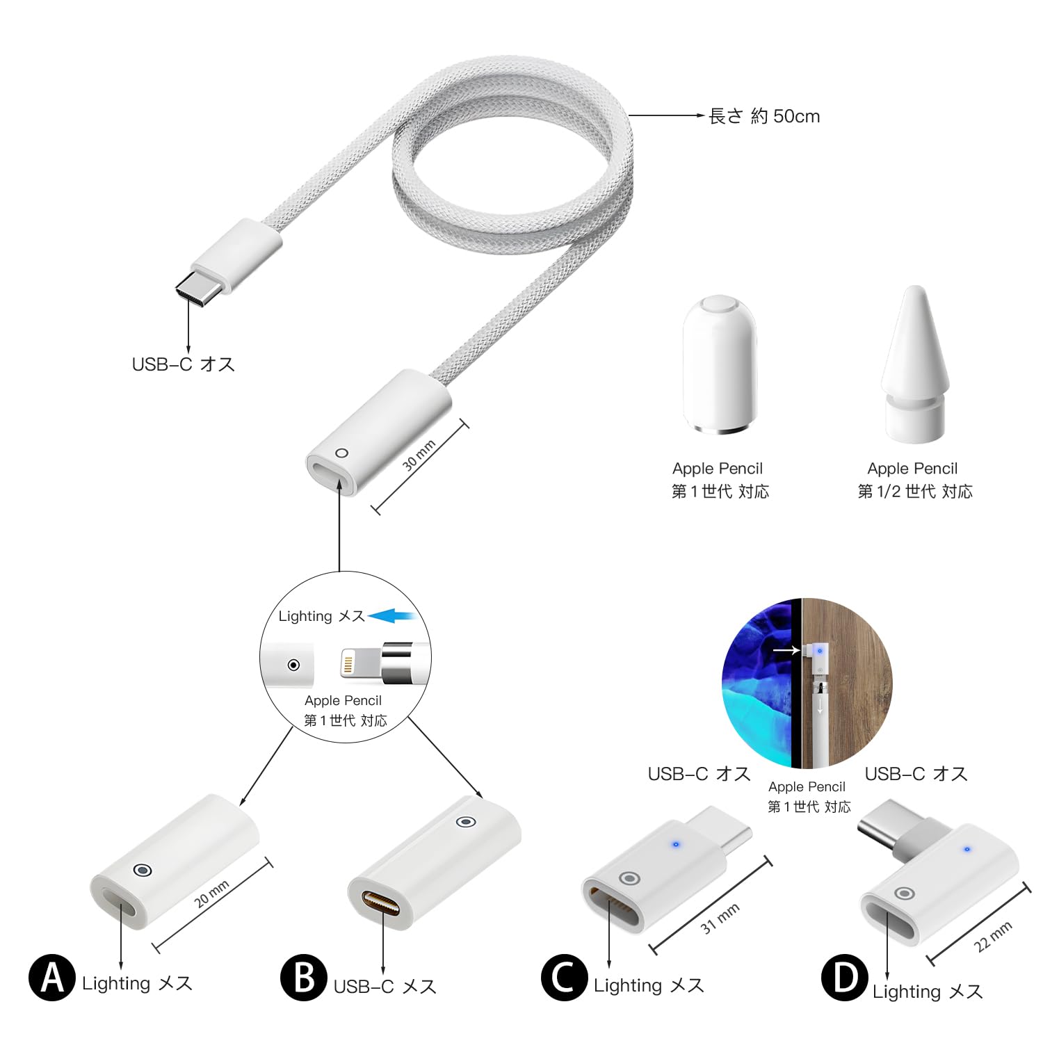 Amazon.co.jp: 日本中小企業 Apple Pencil用アダプタ USB-C