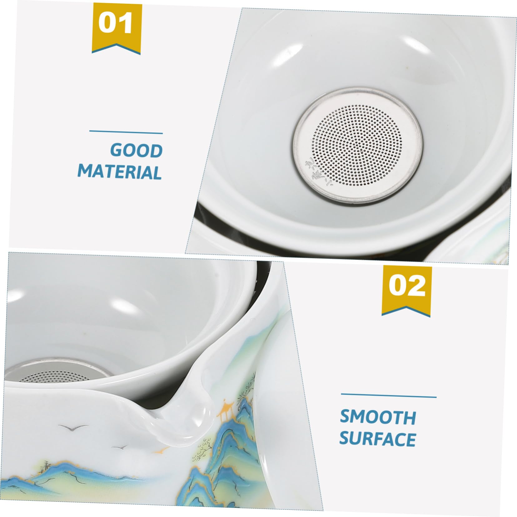 Zerodeko 2pièces Théière Céramique à Rotation Avec Poignée Latérale Pot à Thé Pratique Pour Infusion De Thé Vrac Design Élégant Et Pour Maison Et Bureau