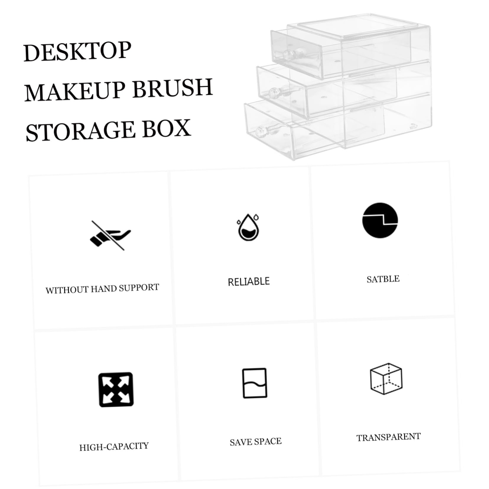 Gadpiparty Caja De Almacenamiento De Cosméticos De Escritorio Organizador De Maquillaje Con Cajones Caja De Almacenamiento De Cosméticos Transparente Para Tocador Almacenaje De Cosmetica